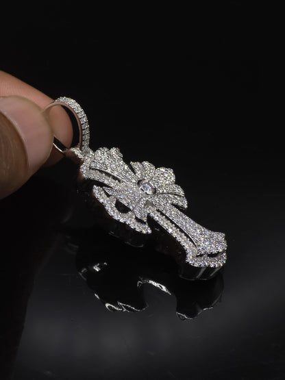 Iced Out Cross Pendant, 1.5" Moissanite or Lab Grown Diamonds, 925 Sterling Silver or 10K Gold, Luxury Hip Hop Jewelry for Men & Women