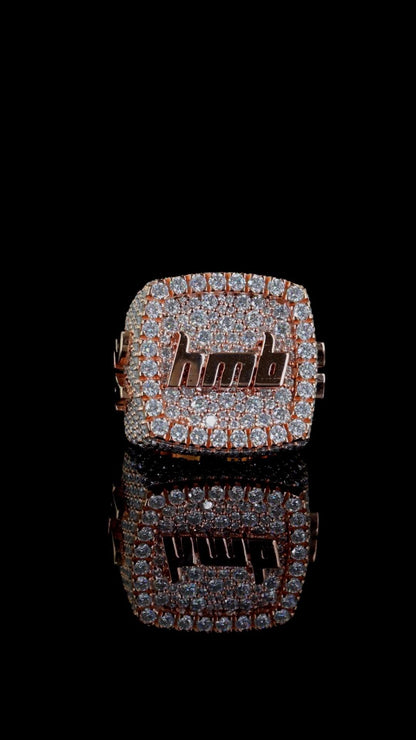 Iced Out Championship Ring for Men, VVS Moissanite or CZ, Hip Hop Statement Ring, Custom Bling Ring, 925 Silver Rapper Style Jewelry
