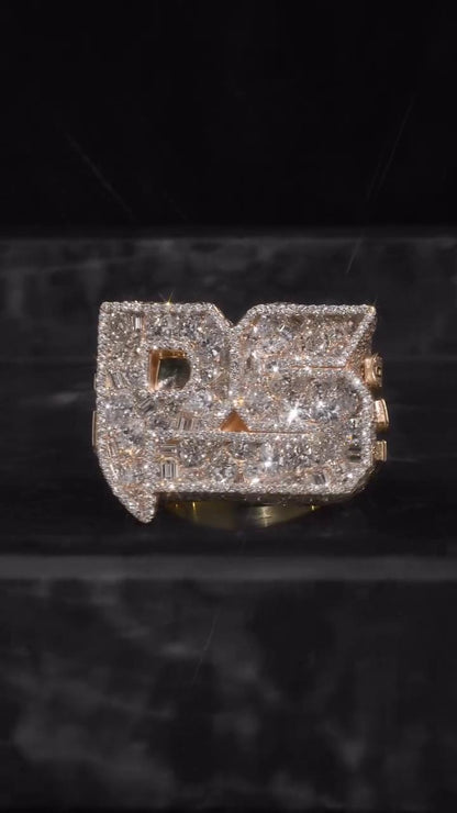 Custom Iced Out Initial Ring for Men, VVS Moissanite Championship Ring, 925 Sterling Silver Hip Hop Statement Ring, Personalized Jewelry