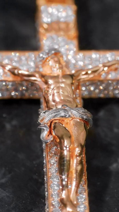 Iced Out Crucifix Pendant Necklace, VVS Moissanite Jesus Cross Pendant, 925 Sterling Silver Christian Necklace, Hip Hop Religious Jewelry