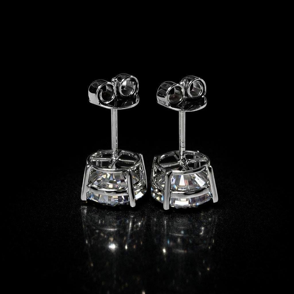10mm Jumbo Moissanite Stud Earrings, D Color VVS1 Round Cut, 8 Carat Total Weight, 925 Sterling Silver or Solid 10K Gold