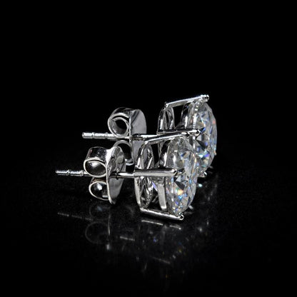 10mm Jumbo Moissanite Stud Earrings, D Color VVS1 Round Cut, 8 Carat Total Weight, 925 Sterling Silver or Solid 10K Gold