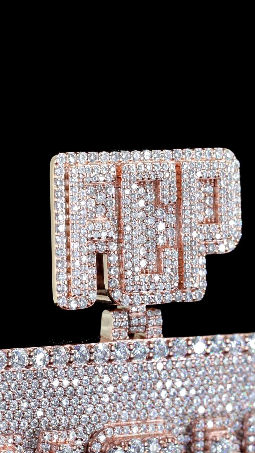 Custom made Iced Out Hip Hop Pendant | Chunky Moissanite pendant | 925 Silver / 10K Gold | Custom Handmade Moissanite Jewelry