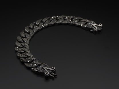 16mm Black Moissanite Cuban Link Bracelet in 925 Sterling Silver – Luxury Iced Out Necklace for Men, Passes Diamond Tester