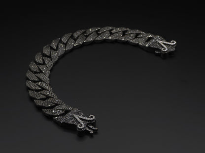16mm Black Moissanite Cuban Link Bracelet in 925 Sterling Silver – Luxury Iced Out Necklace for Men, Passes Diamond Tester