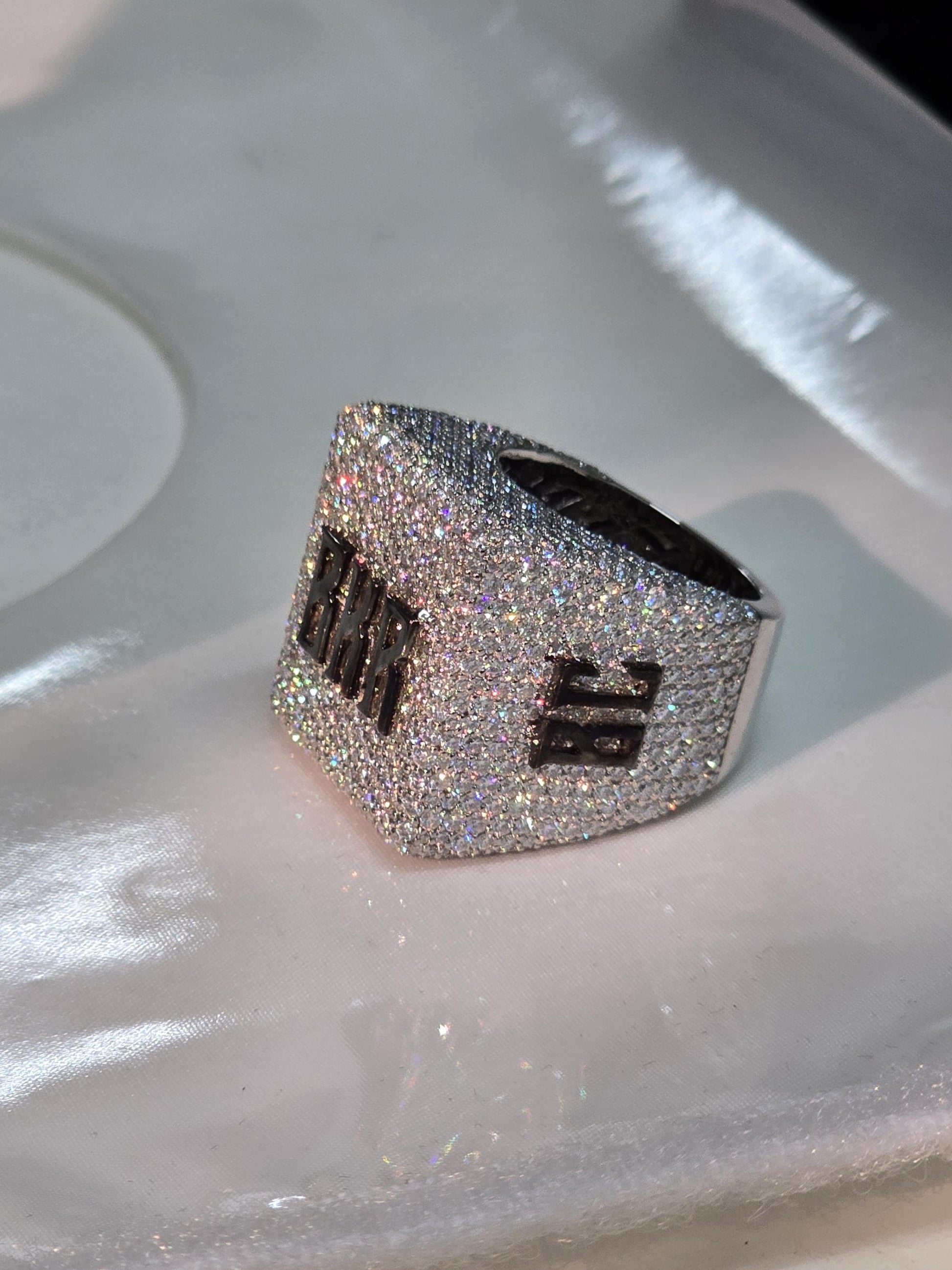 Black and White Moissanite Championship Rings for Men, Statement Rings, Custom Ring, Hip Hop Jewelry Gift