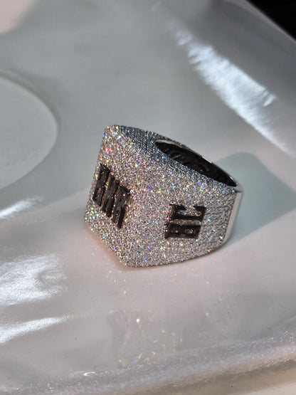 Black and White Moissanite Championship Rings for Men, Statement Rings, Custom Ring, Hip Hop Jewelry Gift