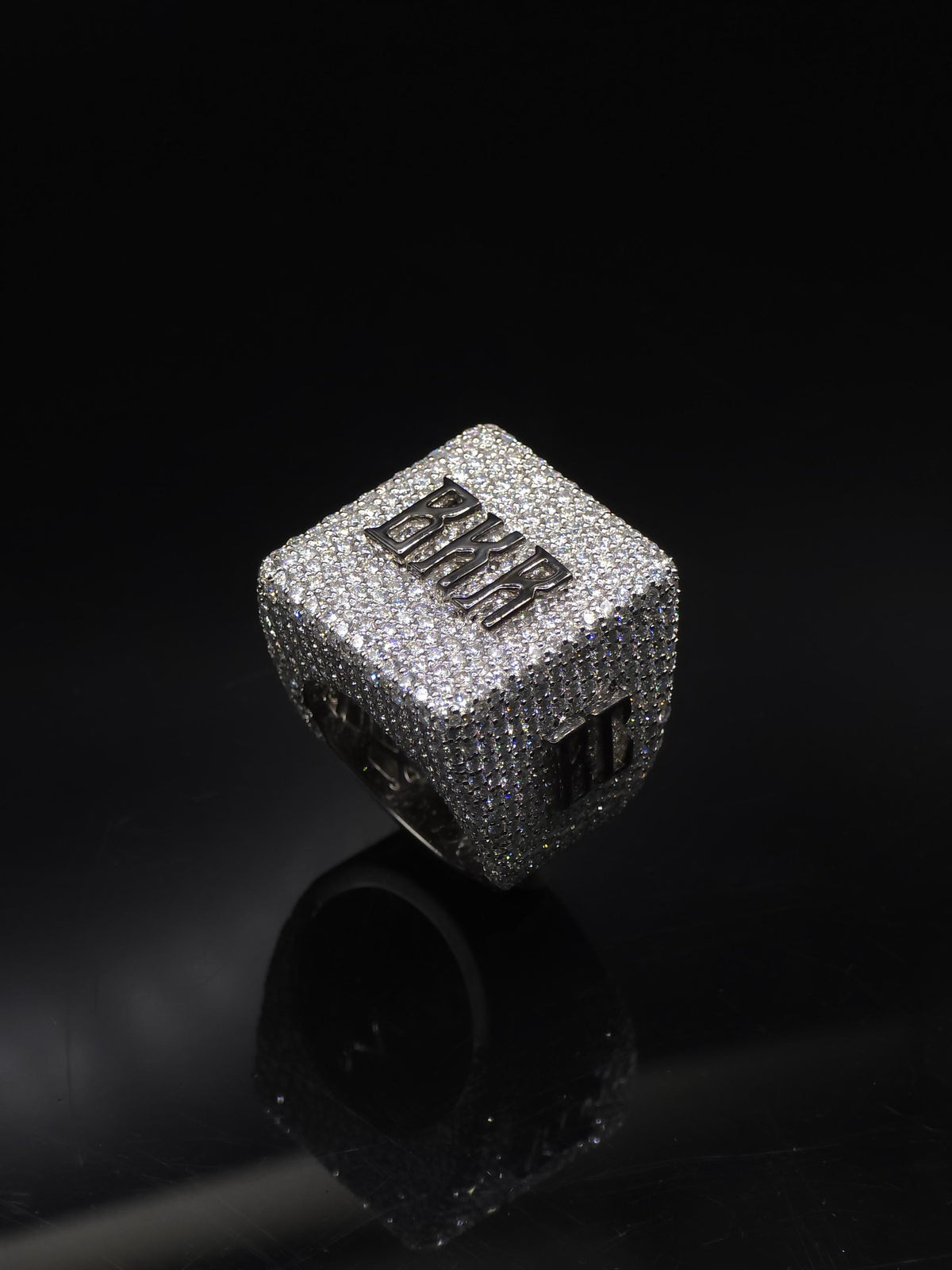 Black and White Moissanite Championship Rings for Men, Statement Rings, Custom Ring, Hip Hop Jewelry Gift