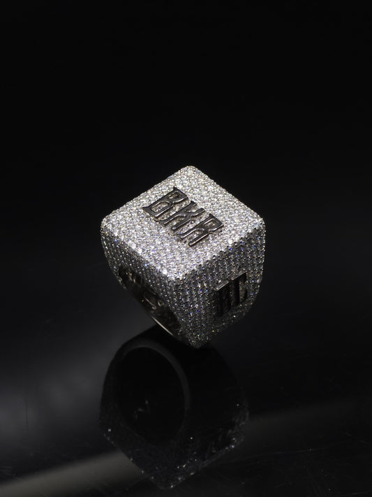 Black and White Moissanite Championship Rings for Men, Statement Rings, Custom Ring, Hip Hop Jewelry Gift