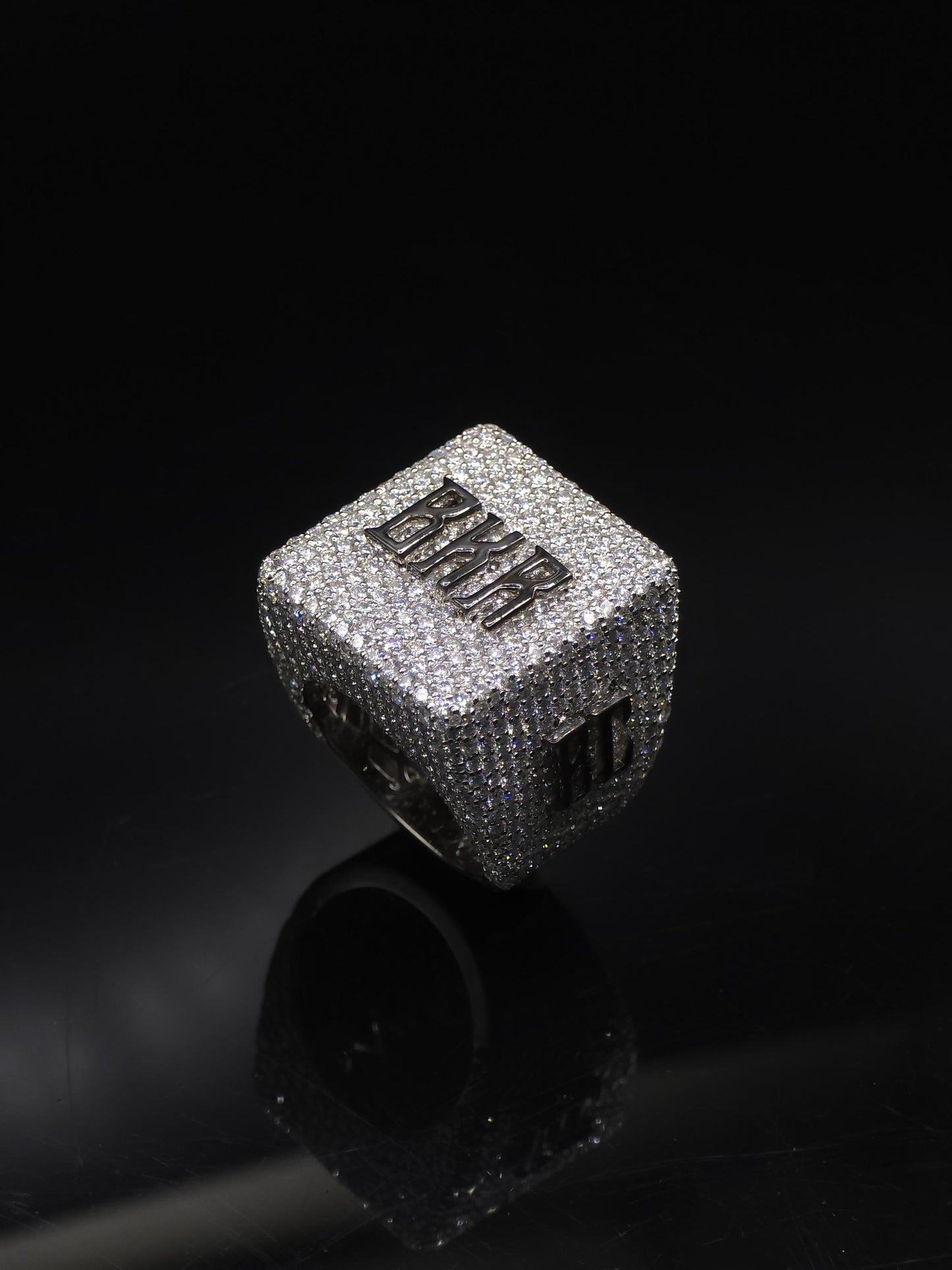 Black and White Moissanite Championship Rings for Men, Statement Rings, Custom Ring, Hip Hop Jewelry Gift