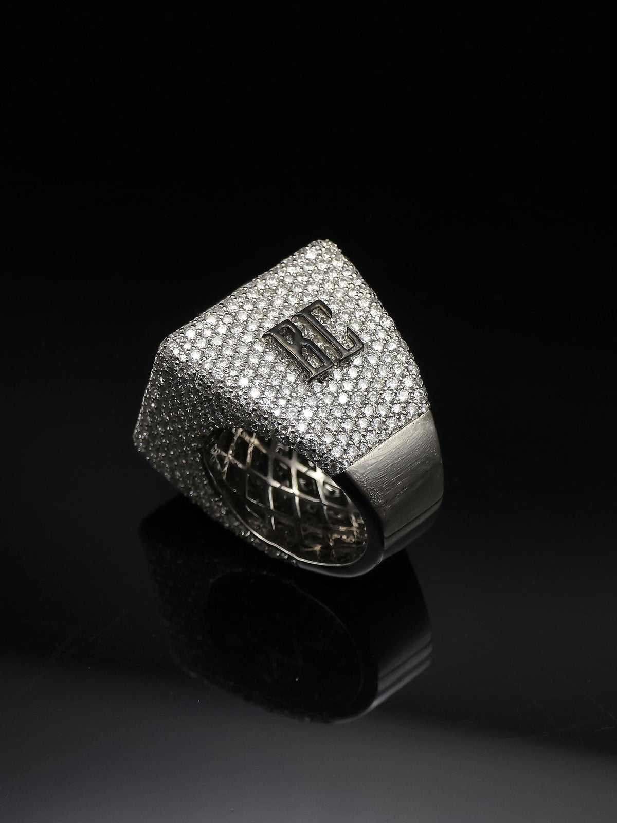 Black and White Moissanite Championship Rings for Men, Statement Rings, Custom Ring, Hip Hop Jewelry Gift