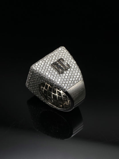 Black and White Moissanite Championship Rings for Men, Statement Rings, Custom Ring, Hip Hop Jewelry Gift