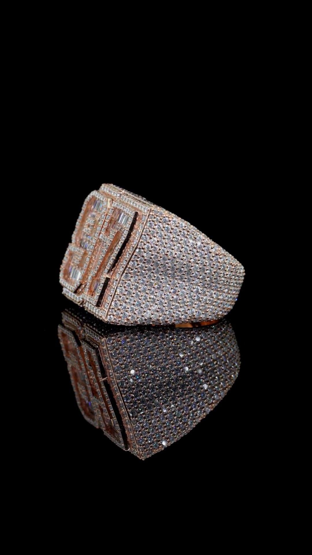 Custom Double Digit Moissanite Ring, Iced Out Number Ring, 925 Sterling Silver, Personalized Hip Hop Statement Ring
