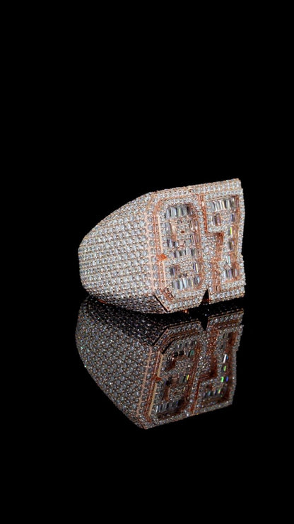 Custom Double Digit Moissanite Ring, Iced Out Number Ring, 925 Sterling Silver, Personalized Hip Hop Statement Ring