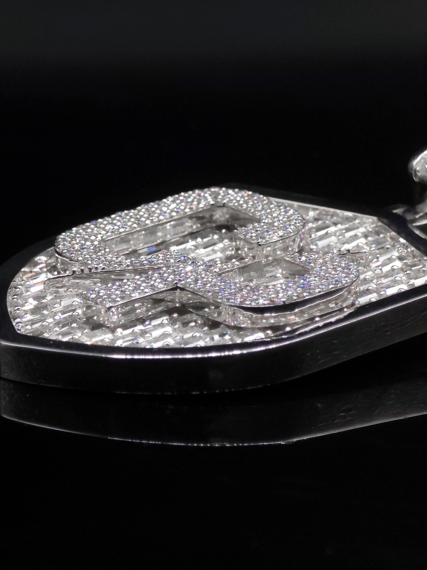 VVS1 Moissanite Shield Pendant | Custom Hip Hop Necklace | Emerald & Round Cut | 925 Sterling Silver Iced Jewelry