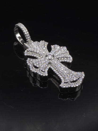 Iced Out Cross Pendant, 1.5" Moissanite or Lab Grown Diamonds, 925 Sterling Silver or 10K Gold, Luxury Hip Hop Jewelry for Men & Women
