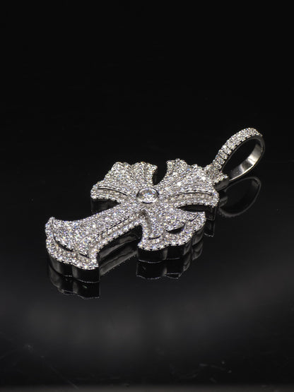 Iced Out Cross Pendant, 1.5" Moissanite or Lab Grown Diamonds, 925 Sterling Silver or 10K Gold, Luxury Hip Hop Jewelry for Men & Women