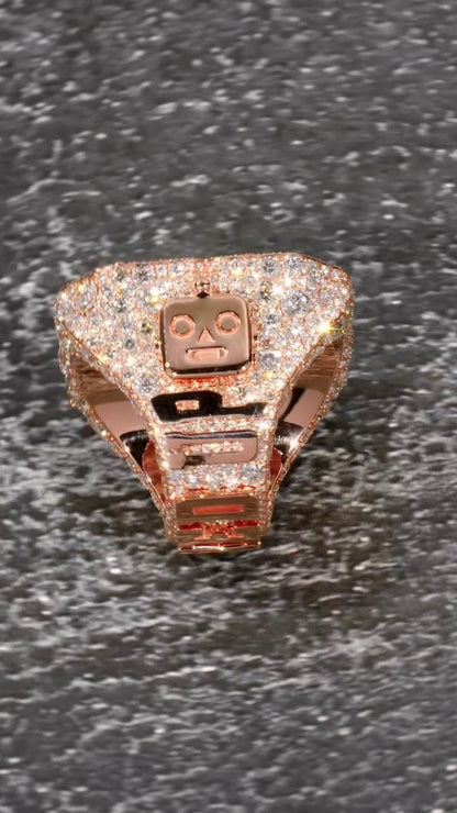 Fully Iced Out Custom Ring | Asscher & Round Moissanite | 925 Sterling Silver | Hip Hop Statement Ring | Custom Jewelry | Men’s Bling