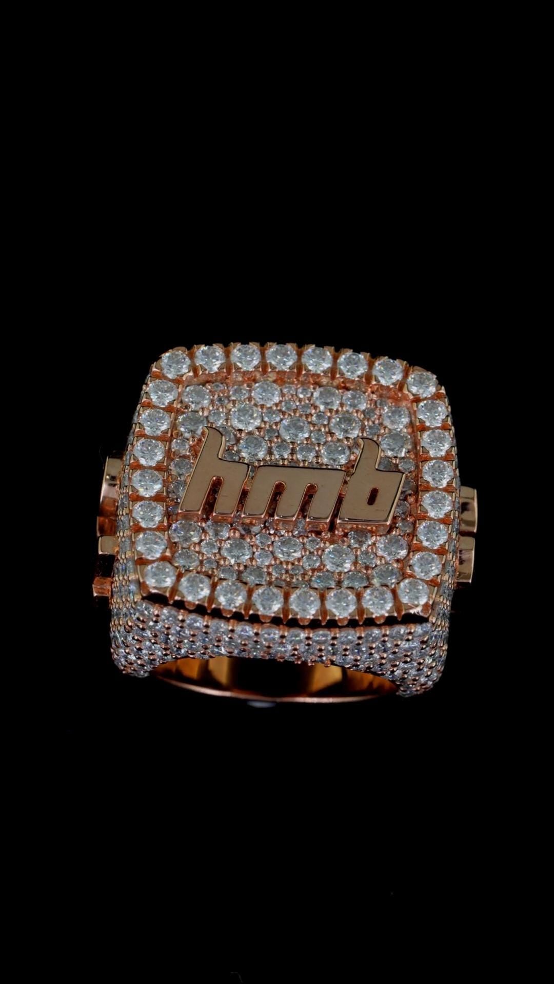 Iced Out Championship Ring for Men, VVS Moissanite or CZ, Hip Hop Statement Ring, Custom Bling Ring, 925 Silver Rapper Style Jewelry