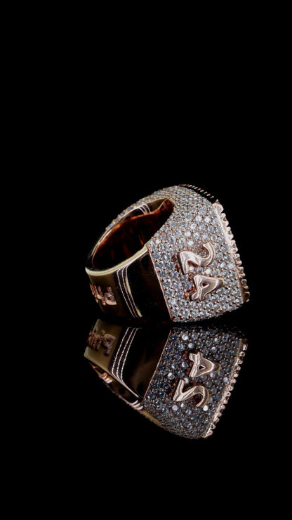 Iced Out Championship Ring for Men, VVS Moissanite or CZ, Hip Hop Statement Ring, Custom Bling Ring, 925 Silver Rapper Style Jewelry