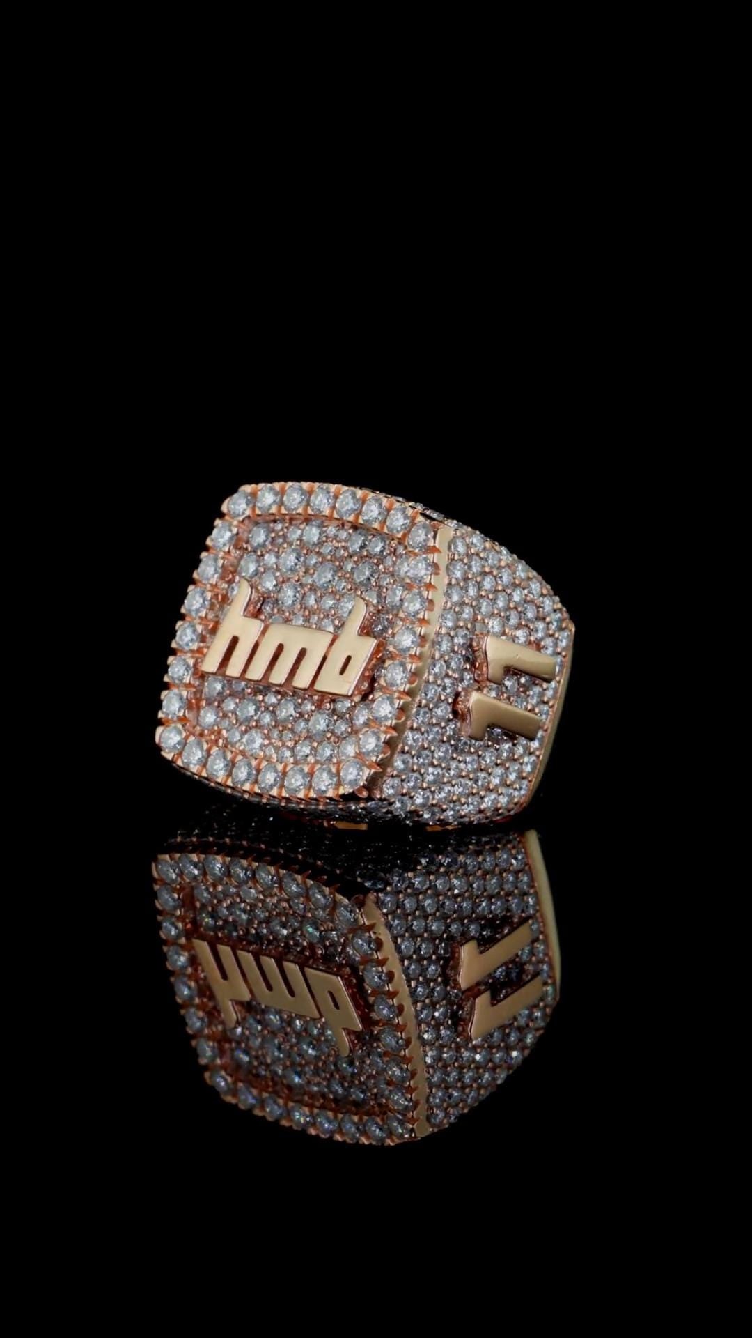Iced Out Championship Ring for Men, VVS Moissanite or CZ, Hip Hop Statement Ring, Custom Bling Ring, 925 Silver Rapper Style Jewelry