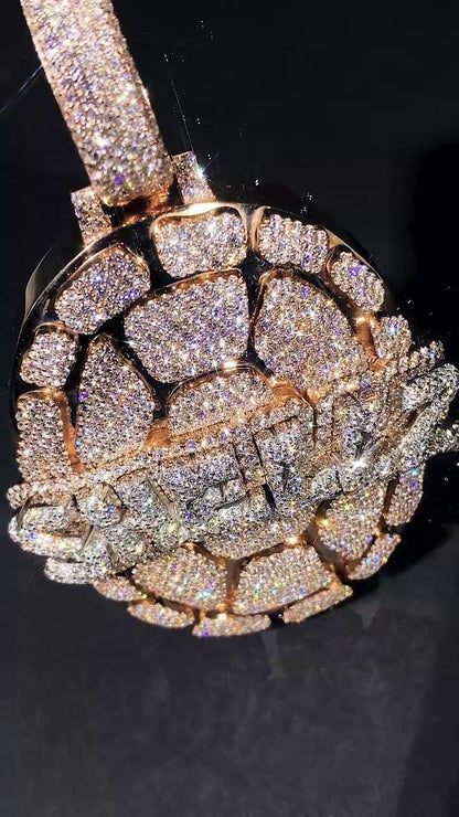Iced Out Turtle Shell Pendant, Custom Hip Hop Bling, VVS Moissanite / AAA CZ, 925 Sterling Silver, Personalized Rapper Jewelry