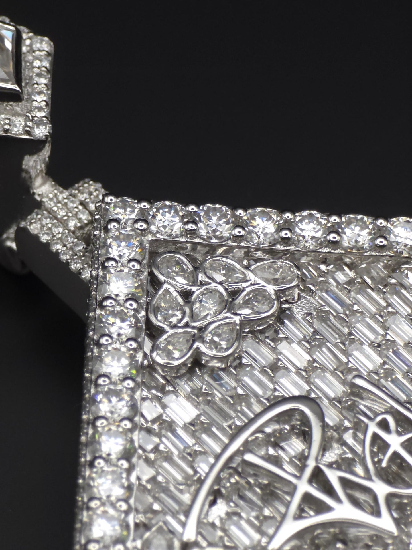 Custom Iced Out Pendant, Moissanite Statement Pendant, Geometric Hip Hop Pendant, 925 Silver Diamond Look Custom Jewelry