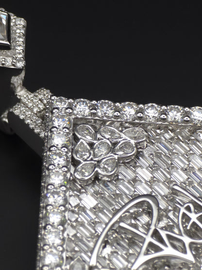 Custom Iced Out Pendant, Moissanite Statement Pendant, Geometric Hip Hop Pendant, 925 Silver Diamond Look Custom Jewelry