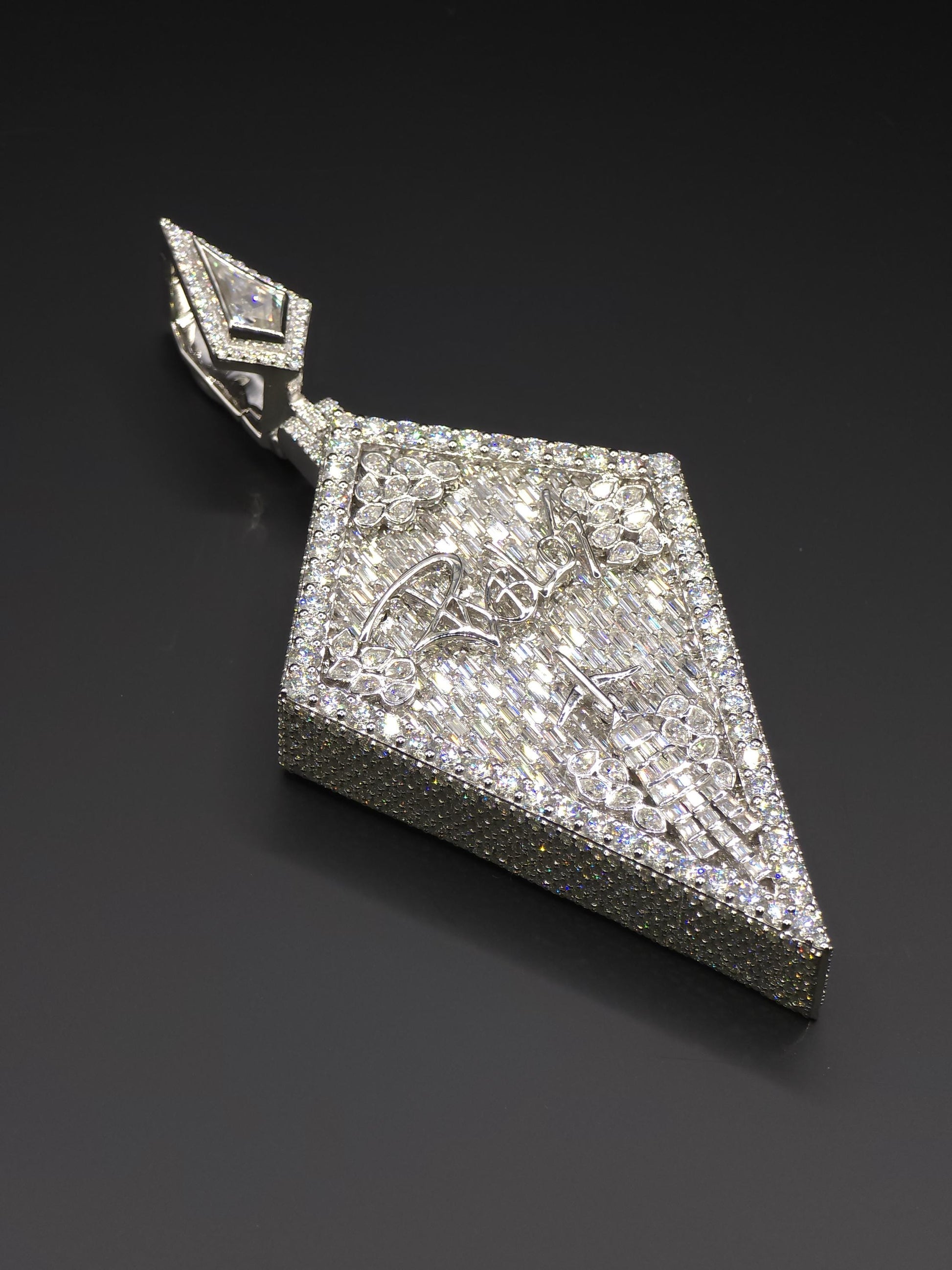 Custom Iced Out Pendant, Moissanite Statement Pendant, Geometric Hip Hop Pendant, 925 Silver Diamond Look Custom Jewelry