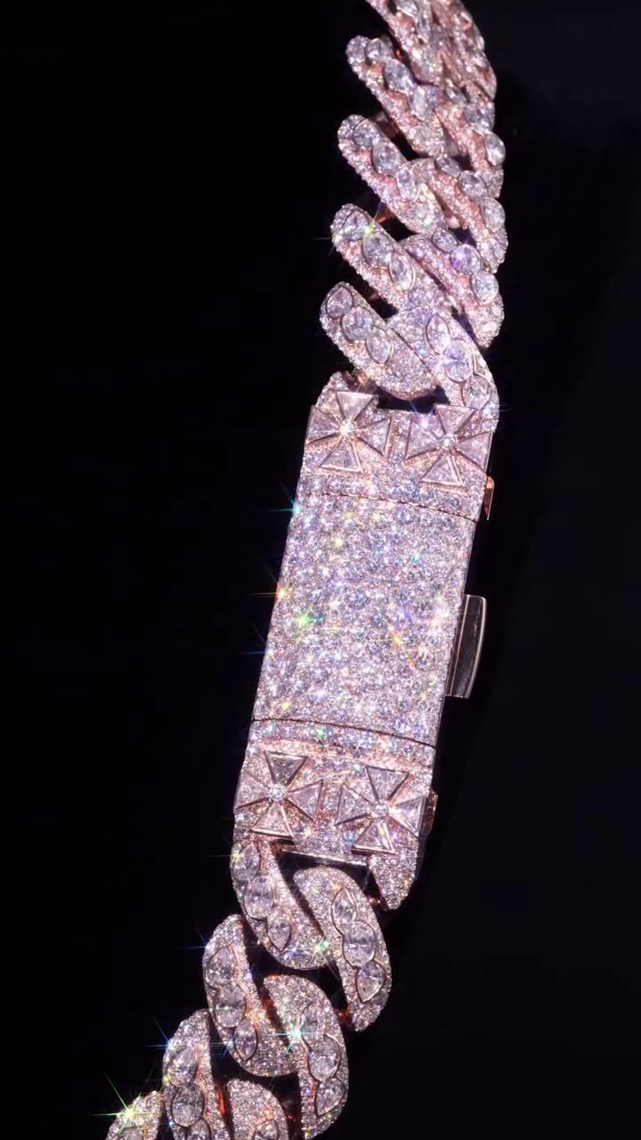28mm Moissanite Miami Cuban Link Chain | Raised Marquise Pear Oval Cuts | 170ct VVS1 Moissanite | 925 Sterling Silver | Pass Diamond Tester