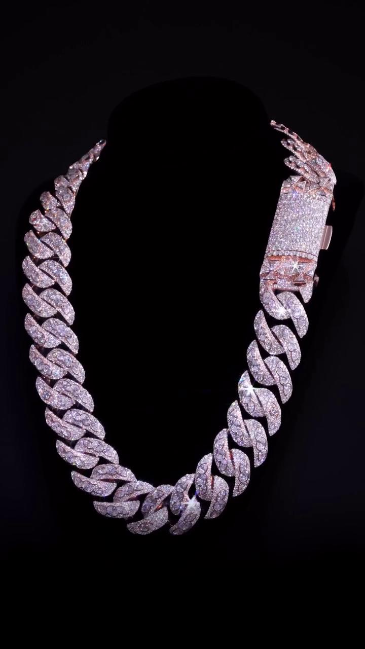 28mm Moissanite Miami Cuban Link Chain | Raised Marquise Pear Oval Cuts | 170ct VVS1 Moissanite | 925 Sterling Silver | Pass Diamond Tester