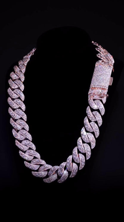 28mm Moissanite Miami Cuban Link Chain | Raised Marquise Pear Oval Cuts | 170ct VVS1 Moissanite | 925 Sterling Silver | Pass Diamond Tester