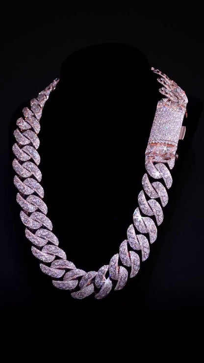 28mm Moissanite Miami Cuban Link Chain | Raised Marquise Pear Oval Cuts | 170ct VVS1 Moissanite | 925 Sterling Silver | Pass Diamond Tester
