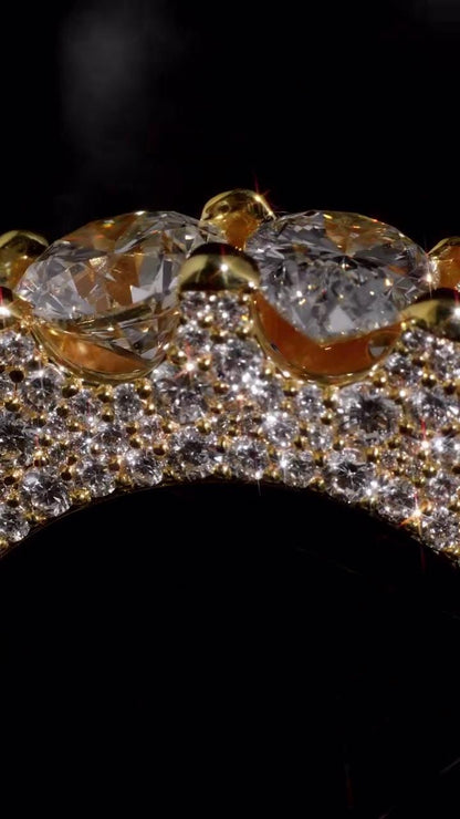 Pear and Round Cut Moissanite Eternity Band Ring | D Color VVS1 Moissanite Diamonds | Full Iced Out Band Ring | Gold Plated 925 Silver