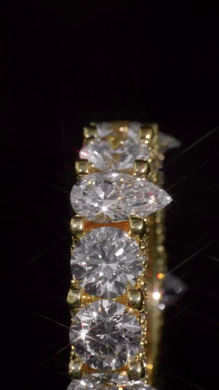 Pear and Round Cut Moissanite Eternity Band Ring | D Color VVS1 Moissanite Diamonds | Full Iced Out Band Ring | 925 Silver