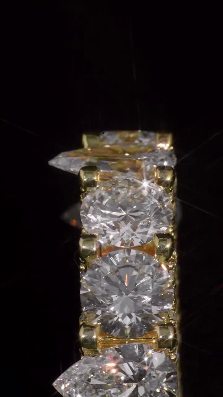 Pear and Round Cut Moissanite Eternity Band Ring | D Color VVS1 Moissanite Diamonds | Full Iced Out Band Ring | 925 Silver