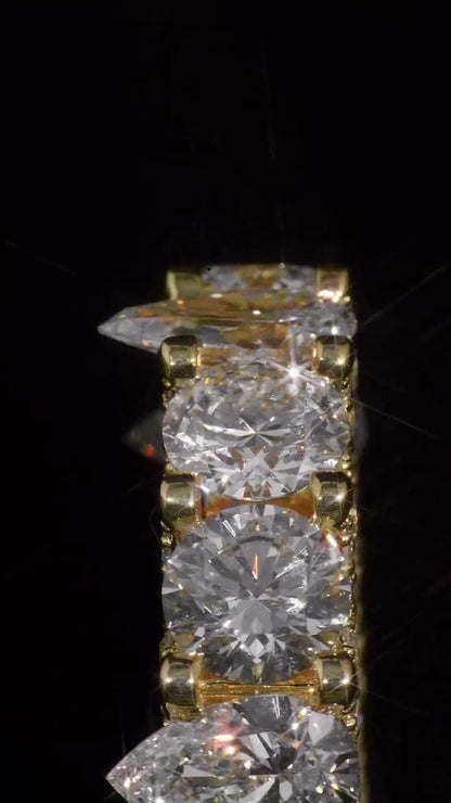 Pear and Round Cut Moissanite Eternity Band Ring | D Color VVS1 Moissanite Diamonds | Full Iced Out Band Ring | 925 Silver