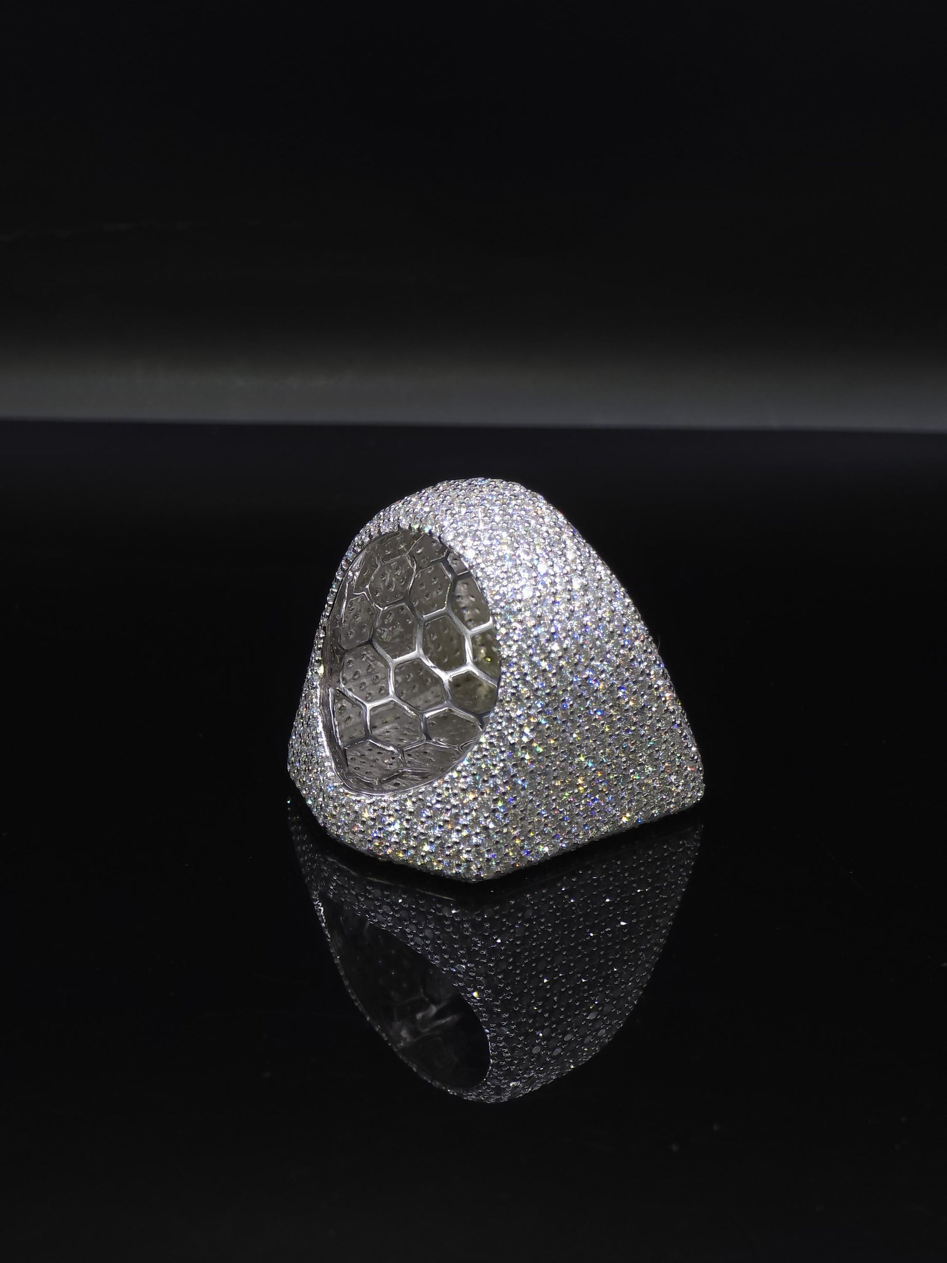 Iced Out Decepticon Ring Moissanite | Black White VVS Moissanite Ring | 925 Silver Hip Hop Statement Ring Mens Jewelry