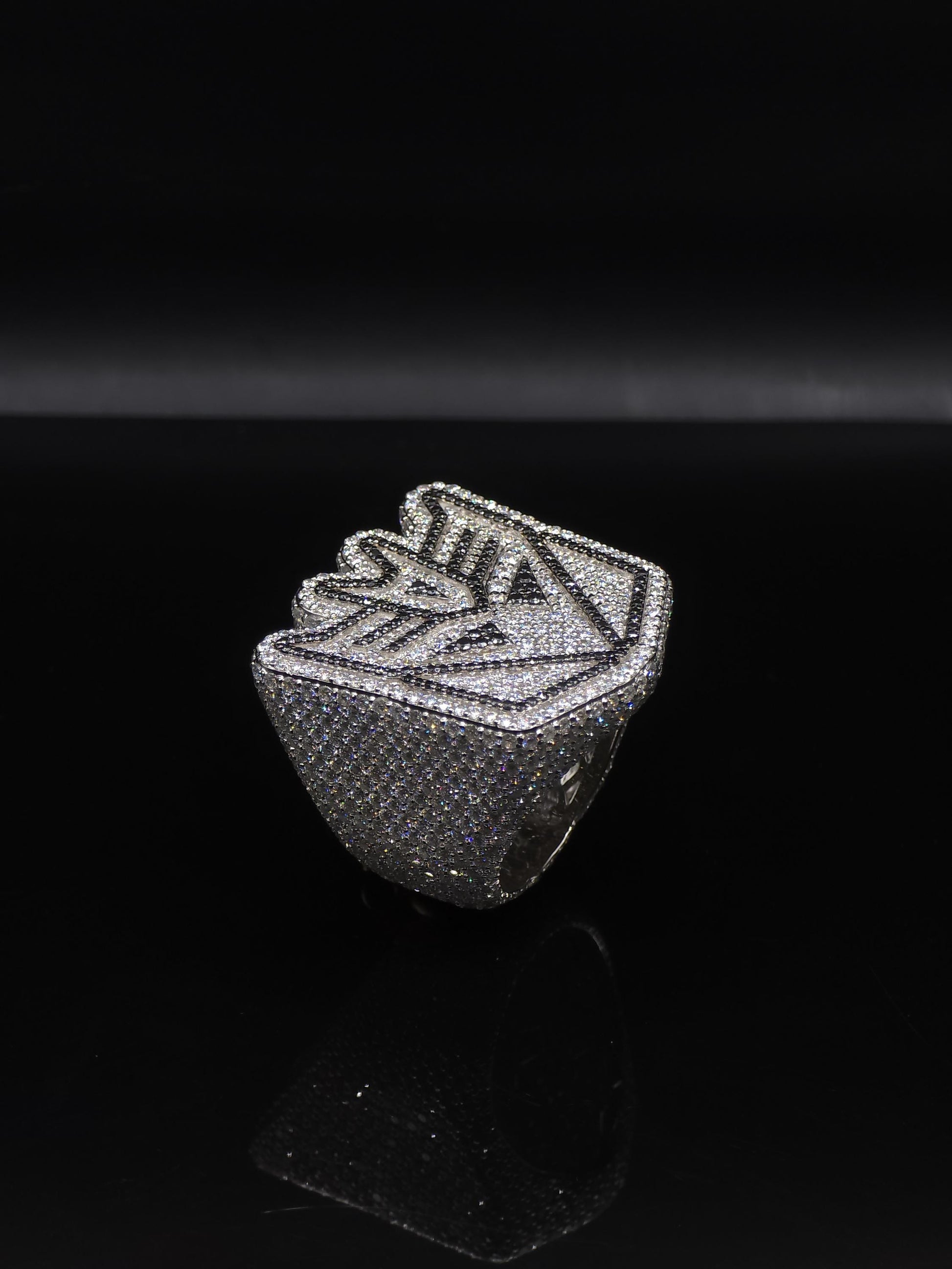 Iced Out Decepticon Ring Moissanite | Black White VVS Moissanite Ring | 925 Silver Hip Hop Statement Ring Mens Jewelry
