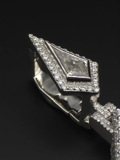 Custom Iced Out Pendant, Moissanite Statement Pendant, Geometric Hip Hop Pendant, 925 Silver Diamond Look Custom Jewelry