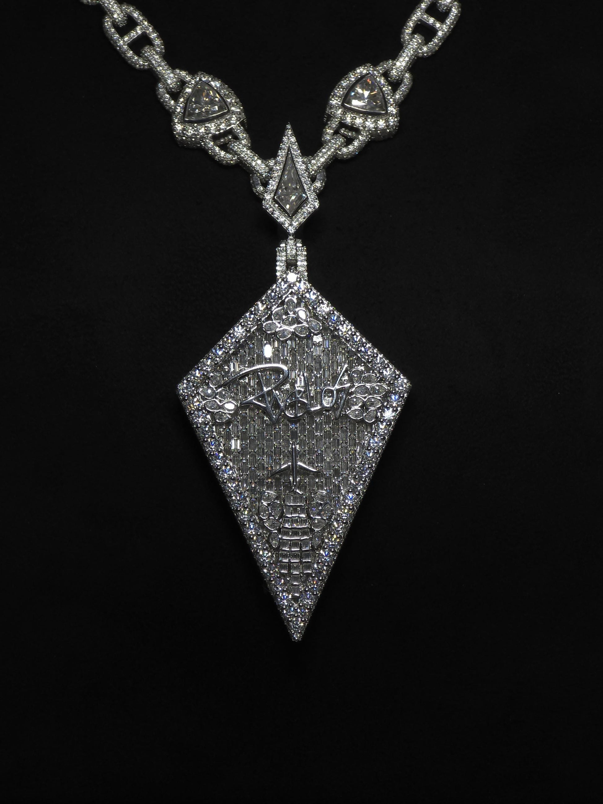 Custom Iced Out Pendant, Moissanite Statement Pendant, Geometric Hip Hop Pendant, 925 Silver Diamond Look Custom Jewelry