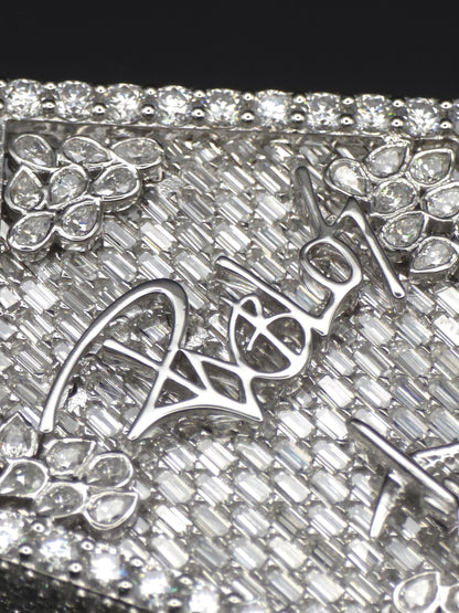 Custom Iced Out Pendant, Moissanite Statement Pendant, Geometric Hip Hop Pendant, 925 Silver Diamond Look Custom Jewelry