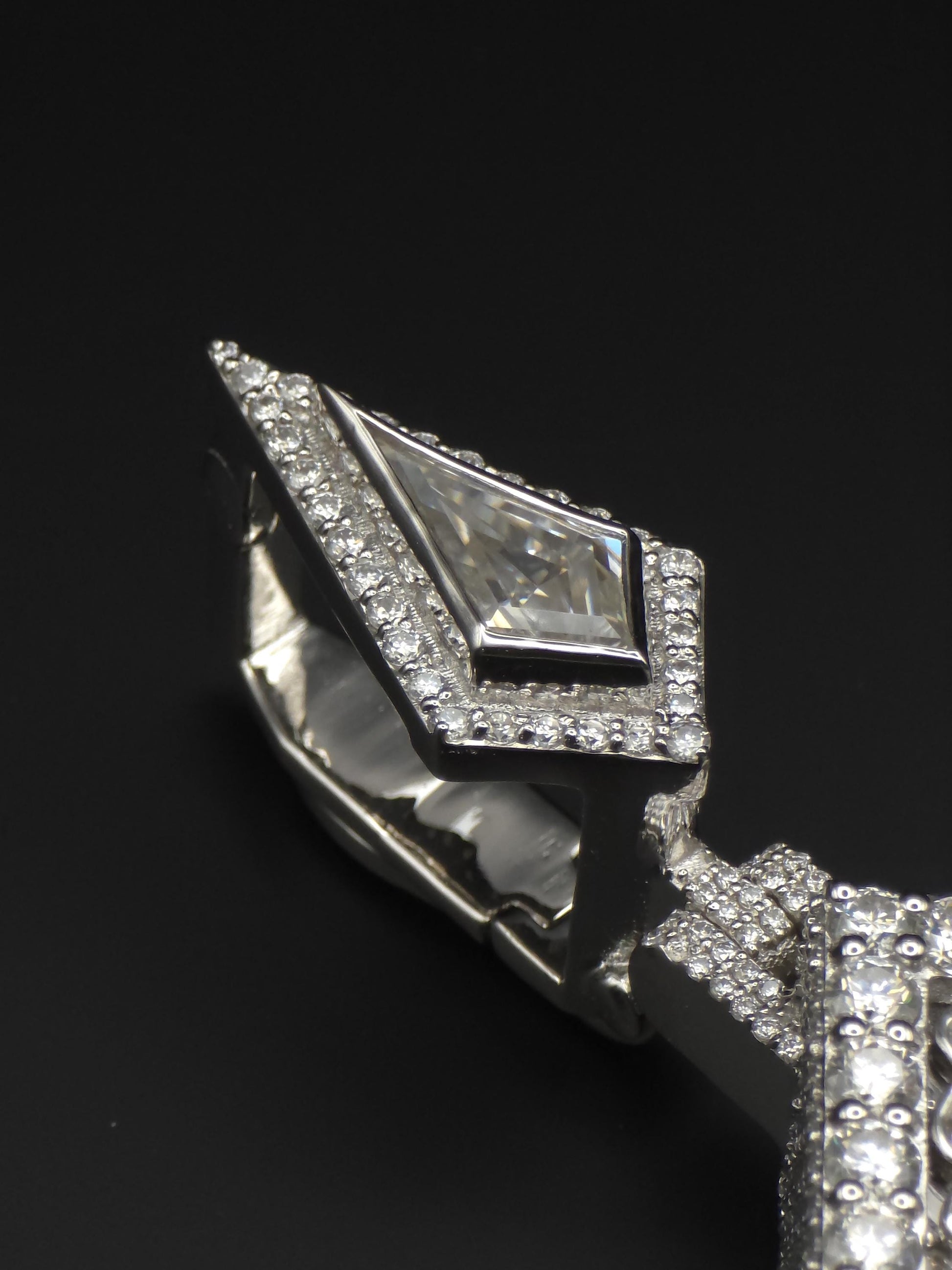 Custom Iced Out Pendant, Moissanite Statement Pendant, Geometric Hip Hop Pendant, 925 Silver Diamond Look Custom Jewelry