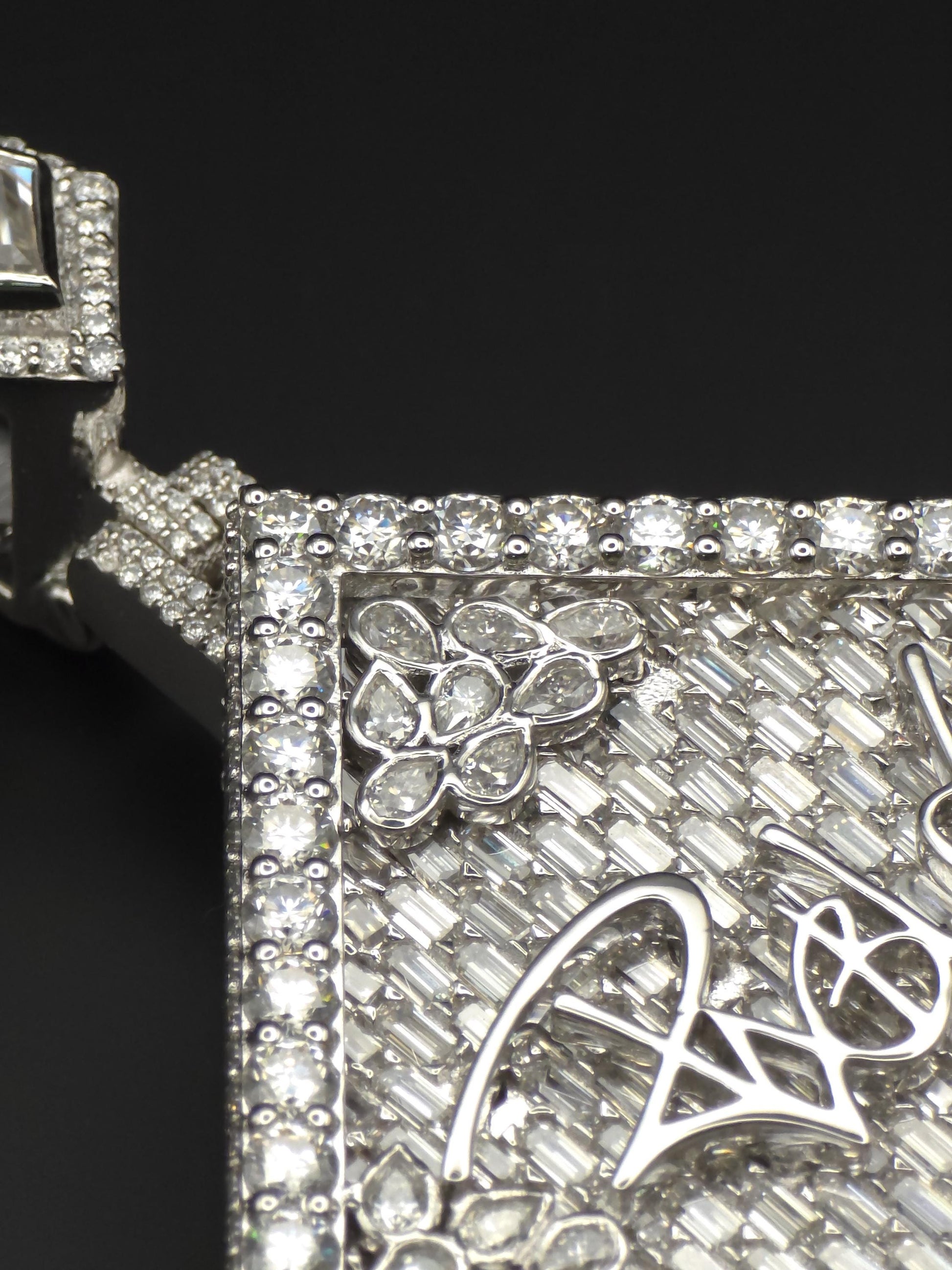 Custom Iced Out Pendant, Moissanite Statement Pendant, Geometric Hip Hop Pendant, 925 Silver Diamond Look Custom Jewelry