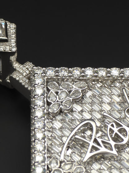 Custom Iced Out Pendant, Moissanite Statement Pendant, Geometric Hip Hop Pendant, 925 Silver Diamond Look Custom Jewelry