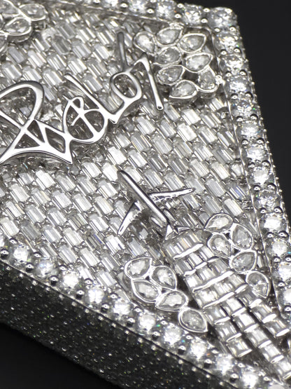 Custom Iced Out Pendant, Moissanite Statement Pendant, Geometric Hip Hop Pendant, 925 Silver Diamond Look Custom Jewelry