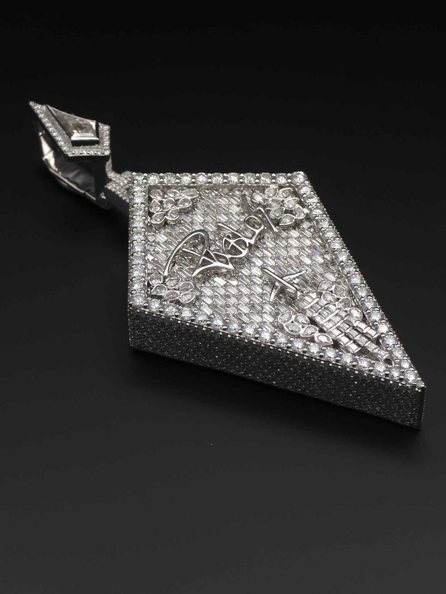 Custom Iced Out Pendant, Moissanite Statement Pendant, Geometric Hip Hop Pendant, 925 Silver Diamond Look Custom Jewelry