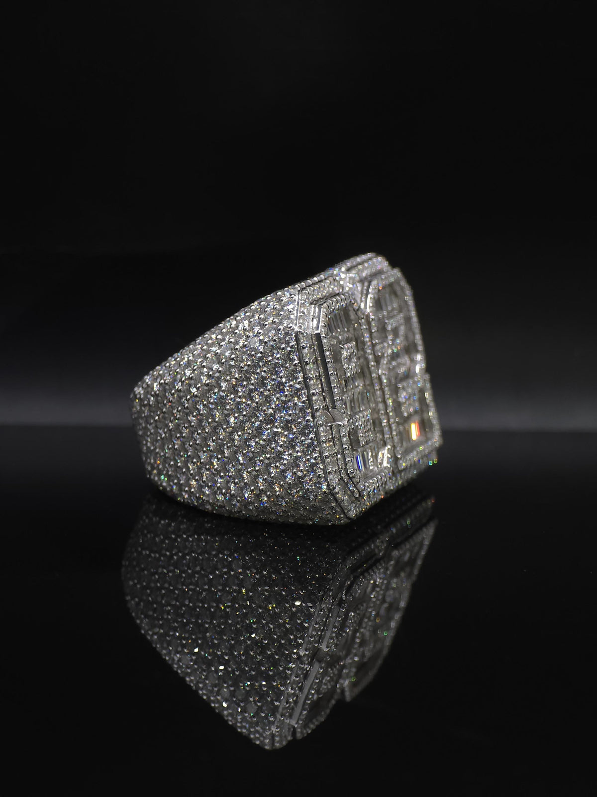 Baguette Moissanite Number Ring, Custom Iced Out 2 Digit Ring, 925 Sterling Silver, Personalized Hip Hop Jewelry