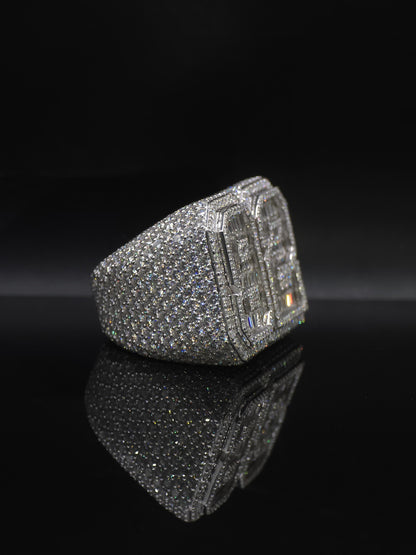 Baguette Moissanite Number Ring, Custom Iced Out 2 Digit Ring, 925 Sterling Silver, Personalized Hip Hop Jewelry