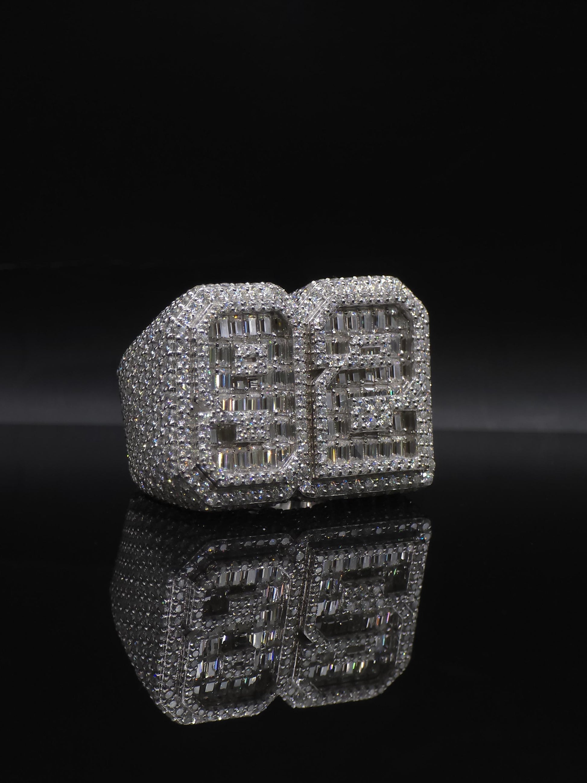 Custom Iced Out Championship Ring, 925 Sterling Silver & VVS Moissanite, Number Ring, Personalized Hip Hop Bling Ring, Men's Statement Ring